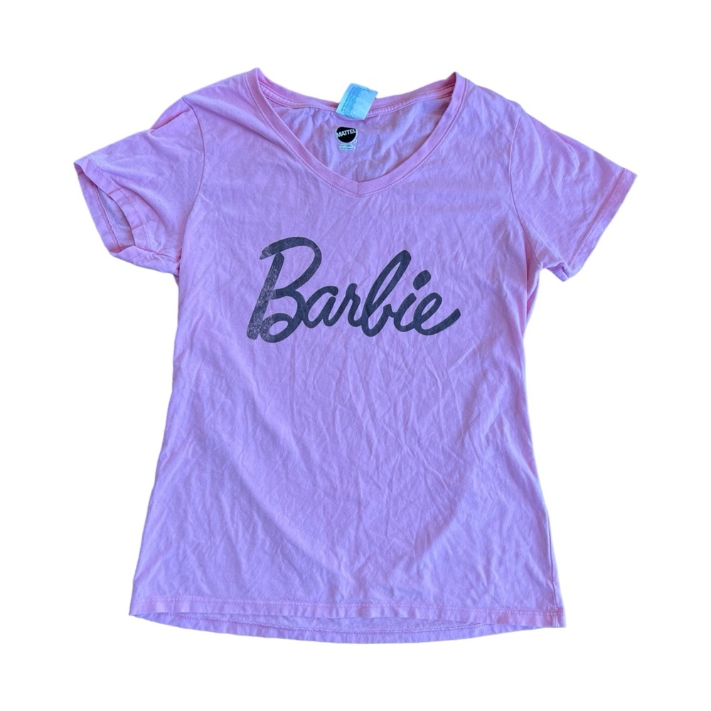 Mattel Barbie V Neck Pink T Shirt Top Size S